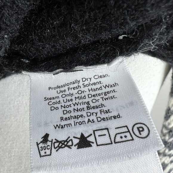 Eddie Bauer Vintage Gray Black Fair Isle Nordic Wool Cardigan Sweater S - Picture 14 of 14